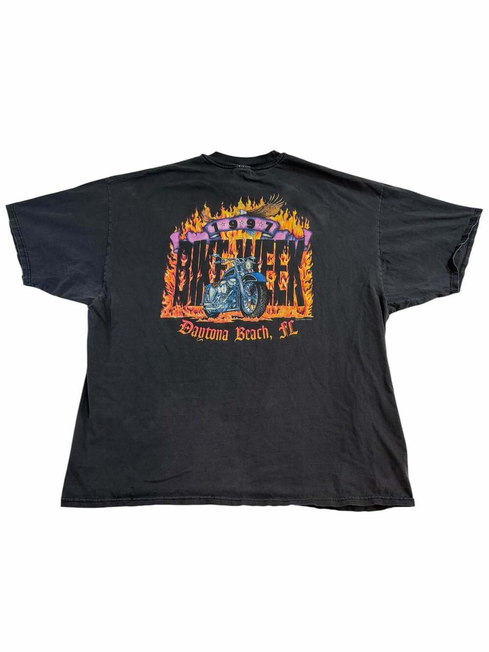 Vintage 1997 Harley Davidson T Shirt Daytona Beach FL Flames Biker XL 2XL